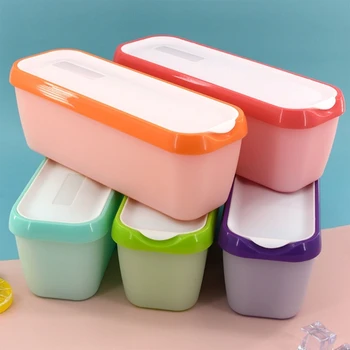 Емкость для хранения мороженого Прямоугольная Многоразовая Коробка для мороженого, Форма для контейнера с крышкой, Кухонный холодильник, Домашняя емкость для мороженого