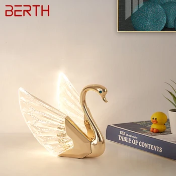 Современная настольная лампа с лебедем, креативный золотой настольный светильник для спальни