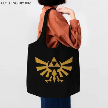 Сумка для покупок Zeldas из вторичной переработки, женская холщовая сумка через плечо, прочная игра, сумки для покупок, сумки для фотографий