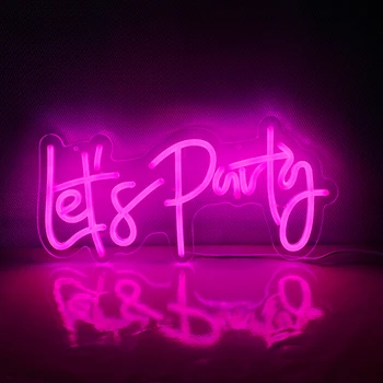Светодиодная неоновая вывеска Lets Party Персонализированная Пользовательская неоновая вывеска Flex Neon Signs Light для украшения дома на свадебной вечеринке